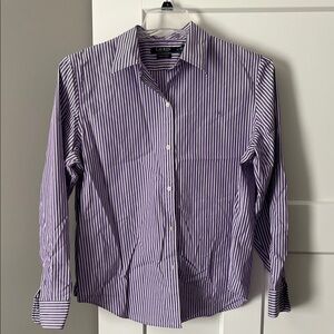 Lauren Ralph Lauren Womens Violet Striped Button-Down Shirt